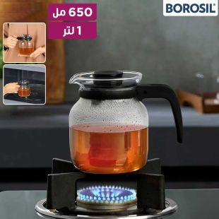 إبريق شاي زجاج بوروسيليكات بمصفاة مدمجة 1 لتر من Borosil