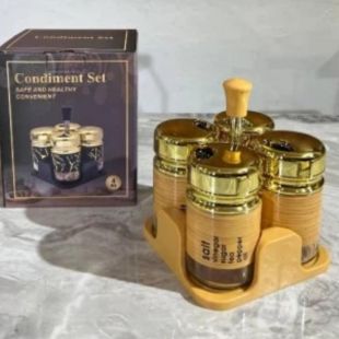 4 Pcs Glass Condiment Set