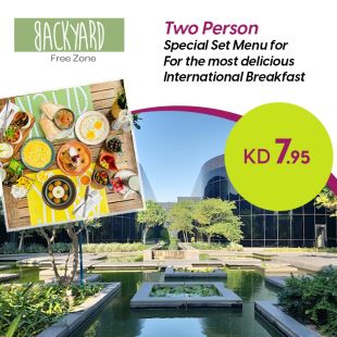 Breakfast set menu for 2 Persons at BackYard - Free Zone
