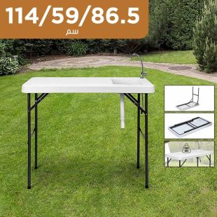 طاولة نزهة للشواء مع صنبور مياه 114 × 59 × 86.5 سم