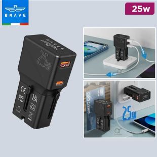 Brave 25W Dual Port USB-A and USB-C Travel Charger Fast Charging