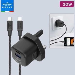 Brave 20W GaN USB-C Charger with Lightning Cable
