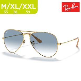 نظارة شمسية Aviator  بإطار معدني ذهبي - أزرق فاتح من Ray-Ban