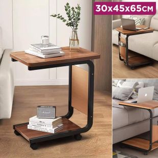 C-Shaped Multifunctional Side Table with Wheels 30 × 45 × 65 cm