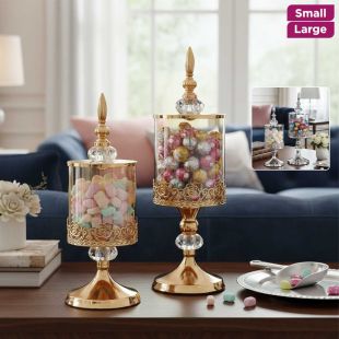 Elegant Crystal Glass Candy Jar