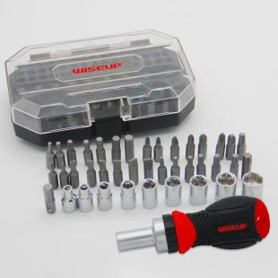 طقم مفكات مغناطيسية دقيقة مع مقبض راتشيت 41 قطعة