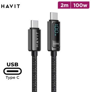 USB-C To USB-C Cable 100W 2m With Digital Display by Havit