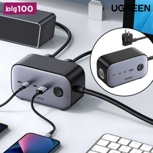 وصلة اشتراك كهربائي 2 مخرج و4 منافذ USB بقوة 100 واط من UGREEN
