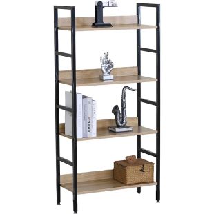 4 Tier Bookshelf Ladder Shelf Bookcase with Metal Frame