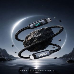 كيبل شحن Sparkle بشاشة ديجتال 100 واط USB-C إلى USB-C بطول 1.2 متر من NEO