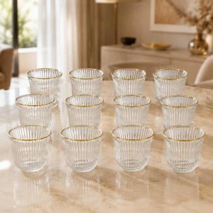 Cawa Coffee Cups with Gold Rim 90ml - 12 Pieces