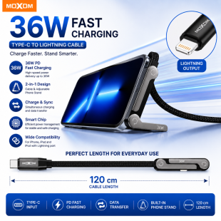 36W Type-C to Lightning Charging and Data Cable by MOXOM