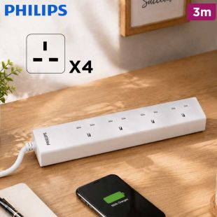 Philips 4 Socket Power Extension 3M