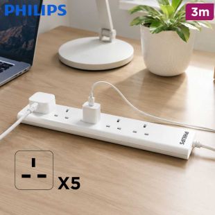 Philips 5 Socket Power Extension 3M