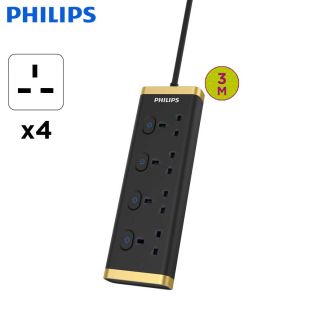 4 Sockets Power Extension 13A 3m by Philips