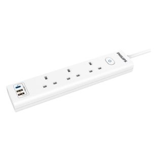وصلة اشتراك كهربائي 3 مخارج مع 2 منفذ USB ومنفذ Type-C قوة 3250 واط طول 2 متر من Philips