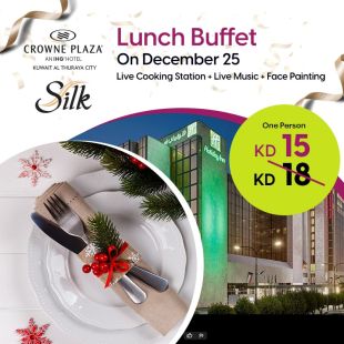 Enjoy a Premium Lunch Buffet on Dec 25 with Live Cooking, Live Music & Face Painting at Silk – Holiday Inn and Crowne Plaza Farwaniya