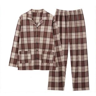 Classic Plaid Autumn Long Sleeve Cotton Pajama For Men