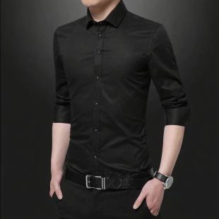 قميص خريفى كلاسيك سادة بأكمام طويلة للرجال