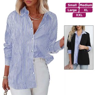 Classic Striped Long Sleeve Shirt For Women