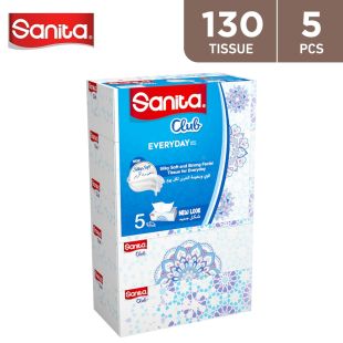 Club Facial Tissue 130 Sheets 5 Pcs by Sanita