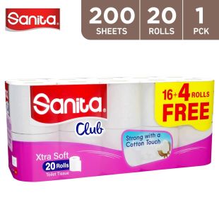 Club Toilet Paper 200 Sheets 16 + 4 Rolls  by Sanita