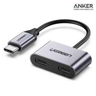 محول سماعة الرأس والشاحن 2 في 1 بمنفذ USB-C من UGREEN