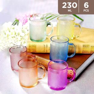 Colored Glass 230ml Tea Mug 6 PCs
