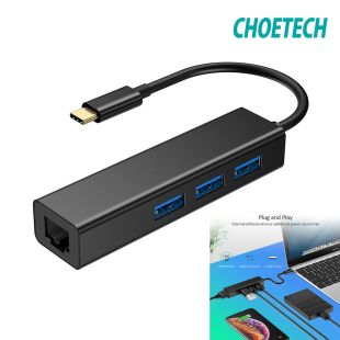 محول Type-C إلى 3 منافذ USB 3.0 وموصل RJ من Choetech