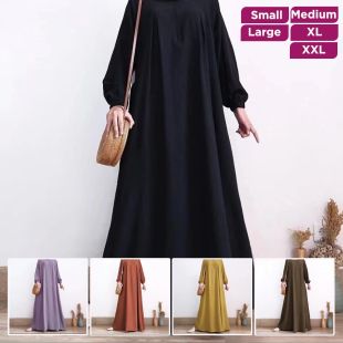 Elegant Long Dress With Long Sleeves and Front Zipper