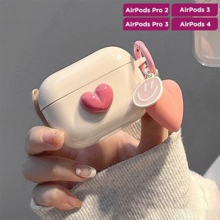 Protective Case with Pendant Smiley Face Design for AirPods