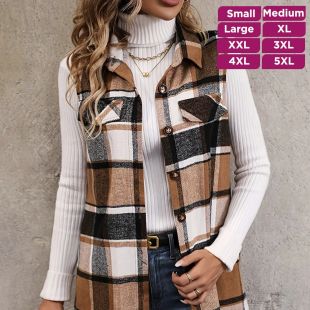 Sleeveless Plaid Jacket For Women