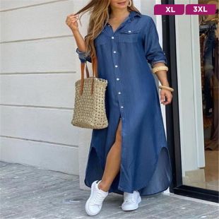 Opulent Long Buttoned Dress for Women