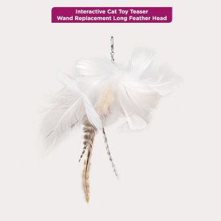 Interactive Cat Toy Teaser Wand Replacement Long Feather Head