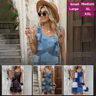 Sleeveless Short Denim Dress For Women