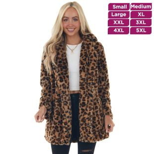 Loose Leopard Print Fur Jacket For Women