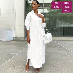 Elegant Plain Long Loose Long Sleeve Shirt For Women