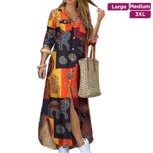 Elegant Long Buttoned Dress for Women