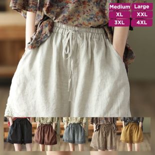 Loose Summer Cotton Linen Crochet Shorts For Women