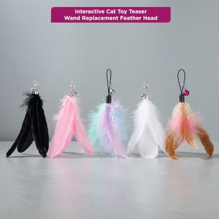 Interactive Cat Toy Teaser Wand Replacement Feather Head