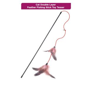 Cat Double Layer Feather Fishing Stick Toy Teaser