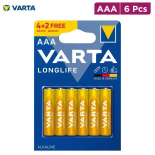 Pack of 6 Pcs Batteries AAA Longlife by VARTA