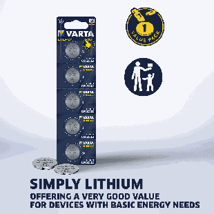 مجموعة من 5 بطاريات ليثيوم Energy CR2025 من VARTA