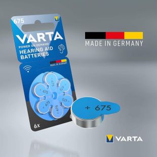 مجموعة من 6 بطاريات سماعات طبية قياس 675 من VARTA