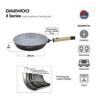 Daewoo Black & Brown Granite Frying Pan 28cm