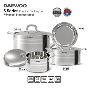 طقم أواني طهي من الستانلس ستيل 7 قطع من Daewoo
