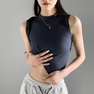 تيشيرت بدون أكمام بياقة دائرية للسيدات