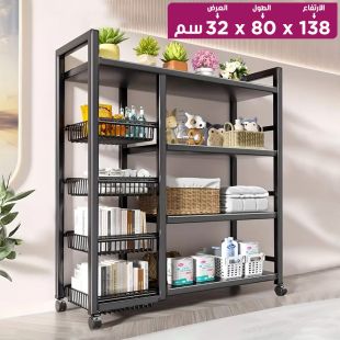 رف تنظيم 4 طبقات متعدد الاستخدامات مع عجلات
