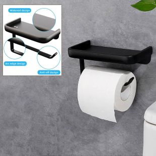 قاعدة ورق تواليت مثبت على الحائط مع رف