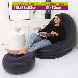 Inflatable Couch with Footrest -Blue